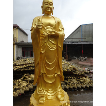 alta qualidade tibetano antique standing buda estátua bronze